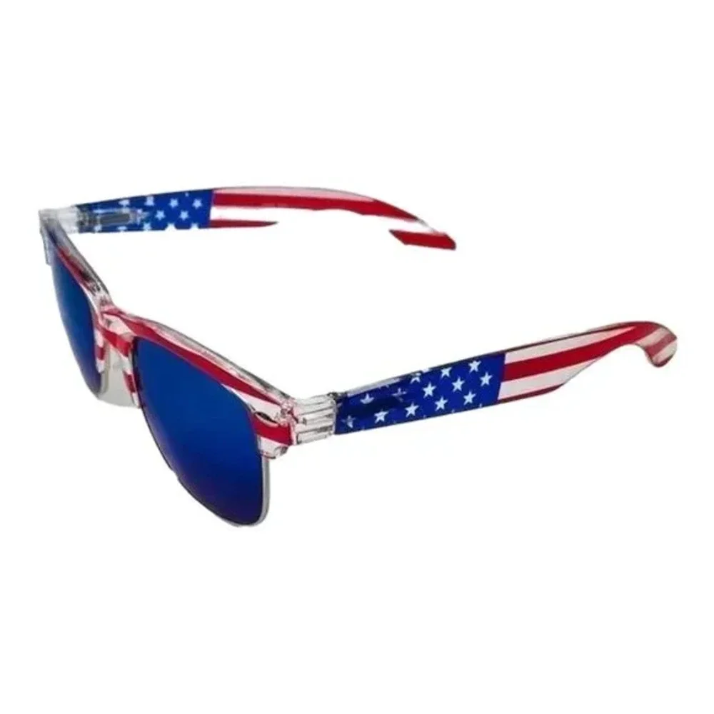 6026 | Blue Mirror USA Flag Wayfarer Sunglasses - Picture 2 of 5